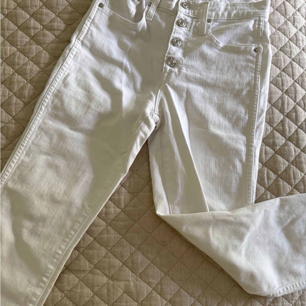 J. Crew High Rise White Jeans Straight Capri Leg